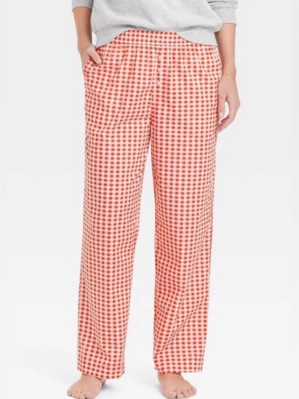 Grayson Threads Red Gingham Lounge Pants Wide Leg Cotton S Picnic Euro Summer